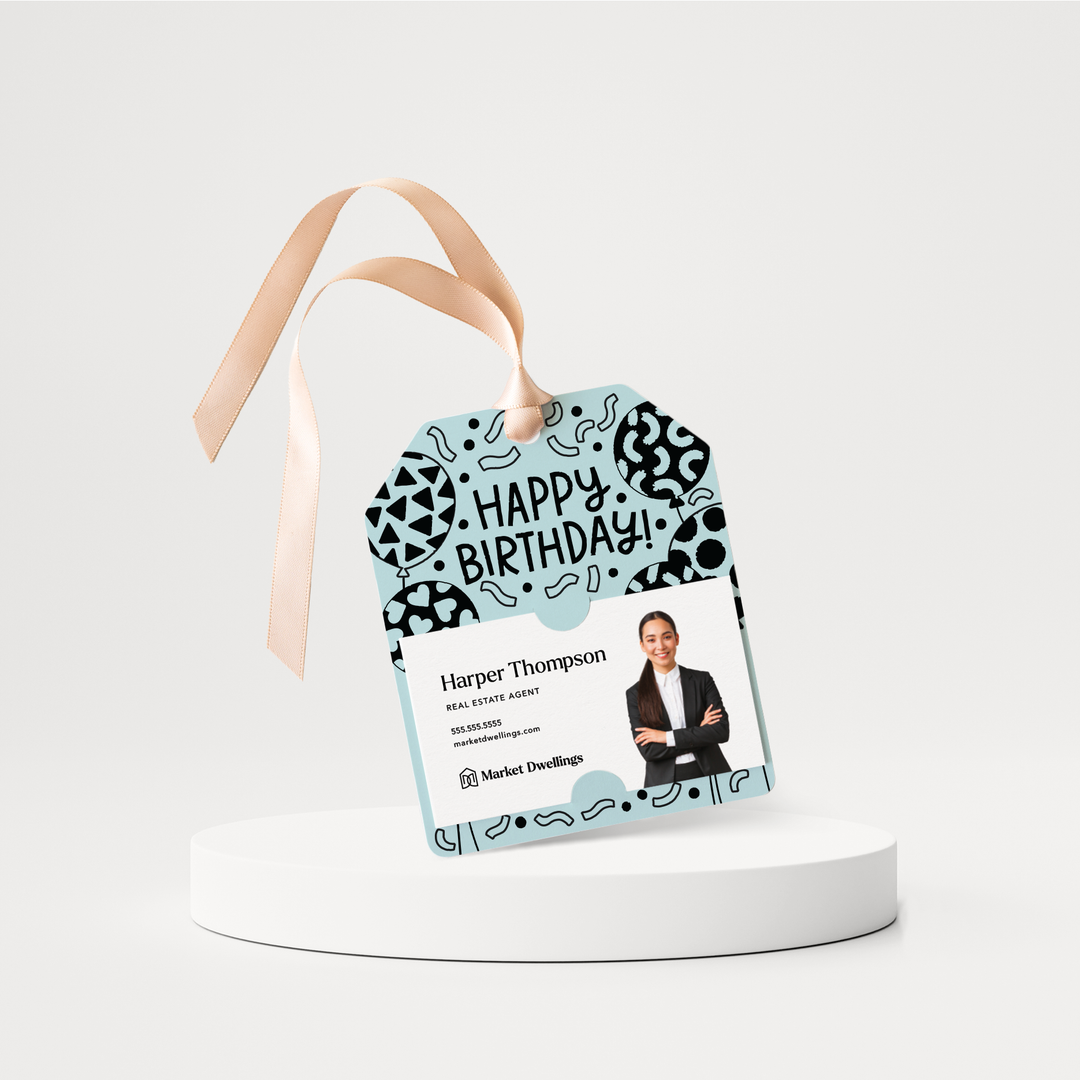 Happy Birthday! | Gift Tags | 190-GT001 Gift Tag Market Dwellings LIGHT BLUE  