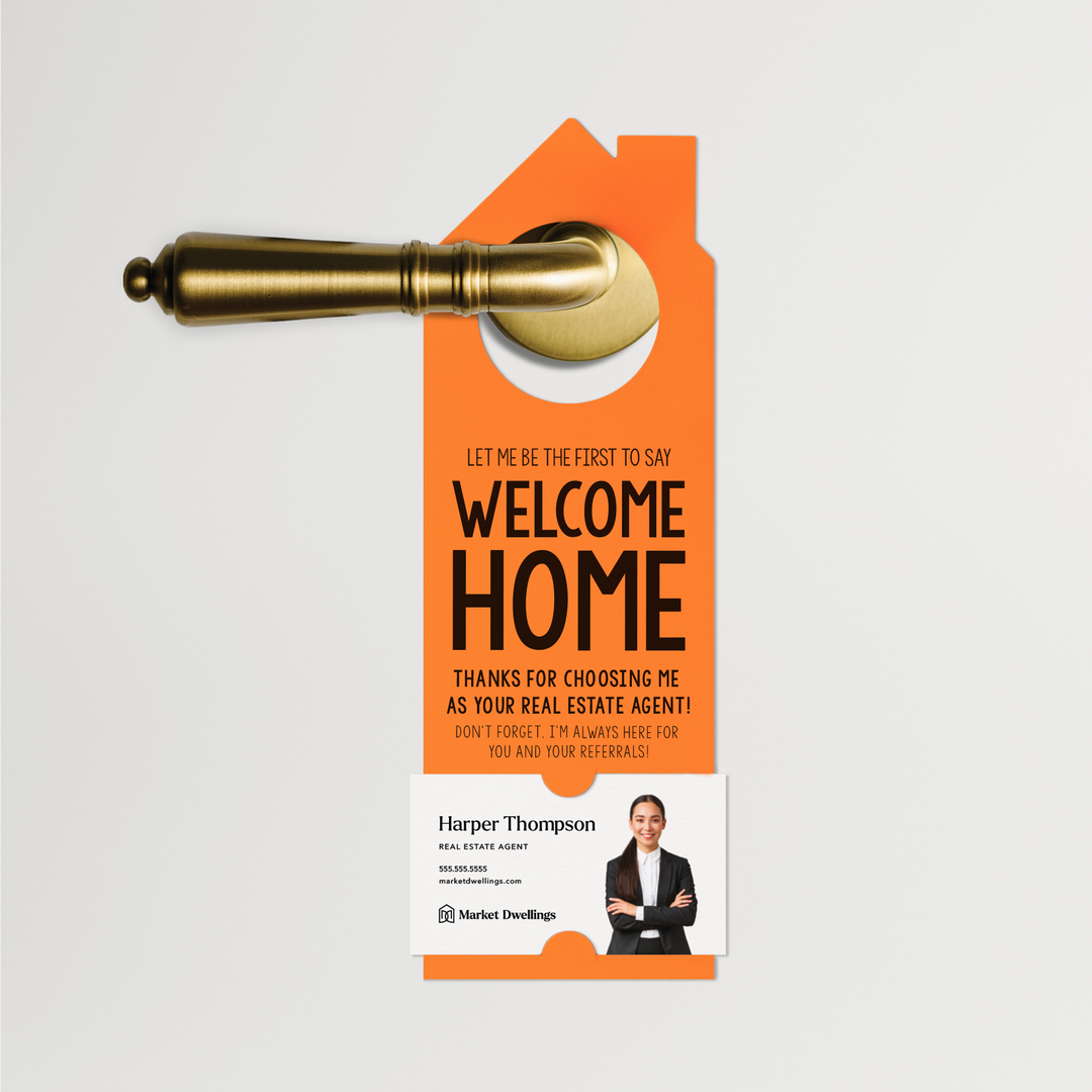 Welcome Home | Real Estate Door Hangers | 14-DH002 Door Hanger Market Dwellings CARROT  