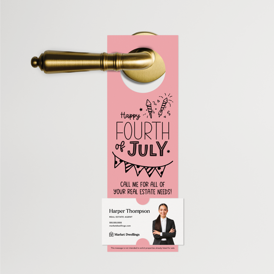 Happy Fourth of July | Real Estate Door Hangers | 17-DH001 Door Hanger Market Dwellings LIGHT PINK  