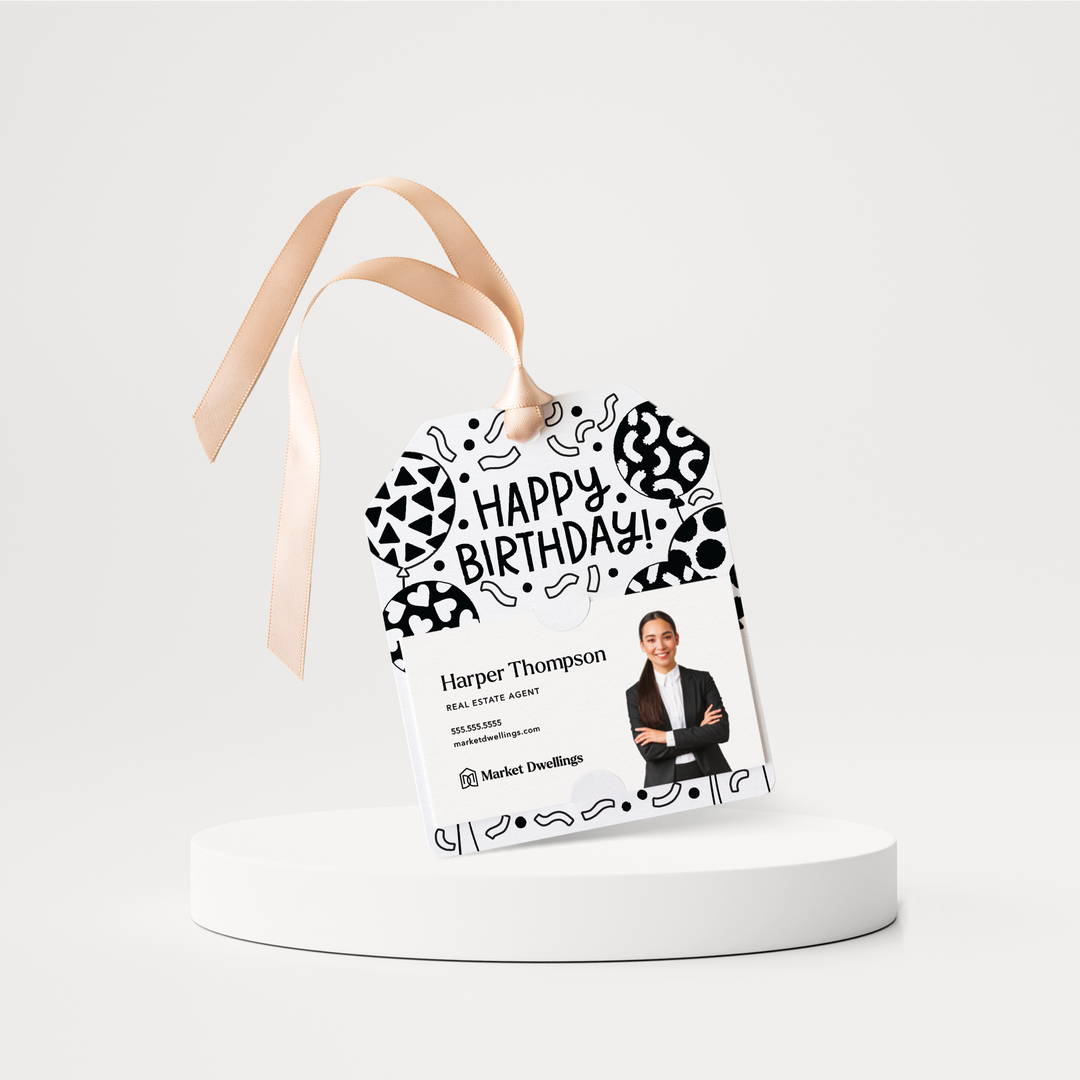 Happy Birthday! | Gift Tags | 190-GT001 Gift Tag Market Dwellings WHITE  