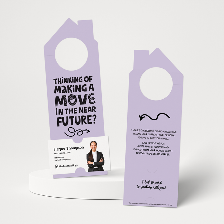 Thinking About Making A Move In The Near Future? | Door Hangers | 61-DH002 Door Hanger Market Dwellings LIGHT PURPLE  