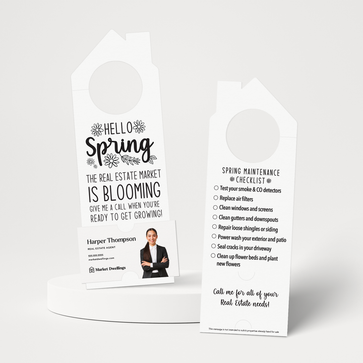Hello Spring | Spring Checklist Real Estate Door Hanger | 21-DH002 Door Hanger Market Dwellings WHITE  