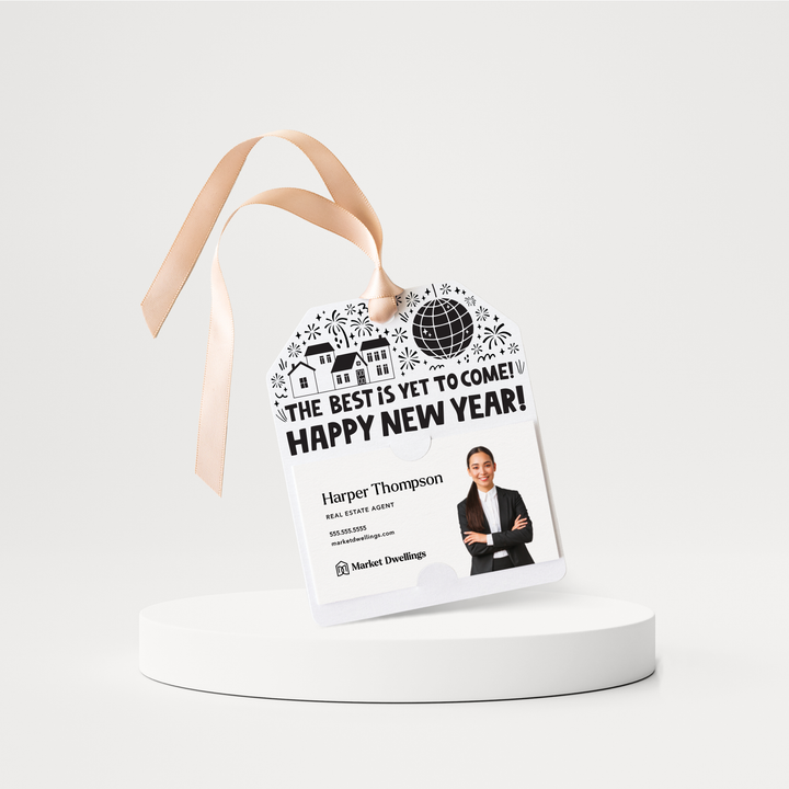 The Best Is Yet To Come! Happy New Year! | New Year Gift Tags | 158-GT001 Gift Tag Market Dwellings WHITE  