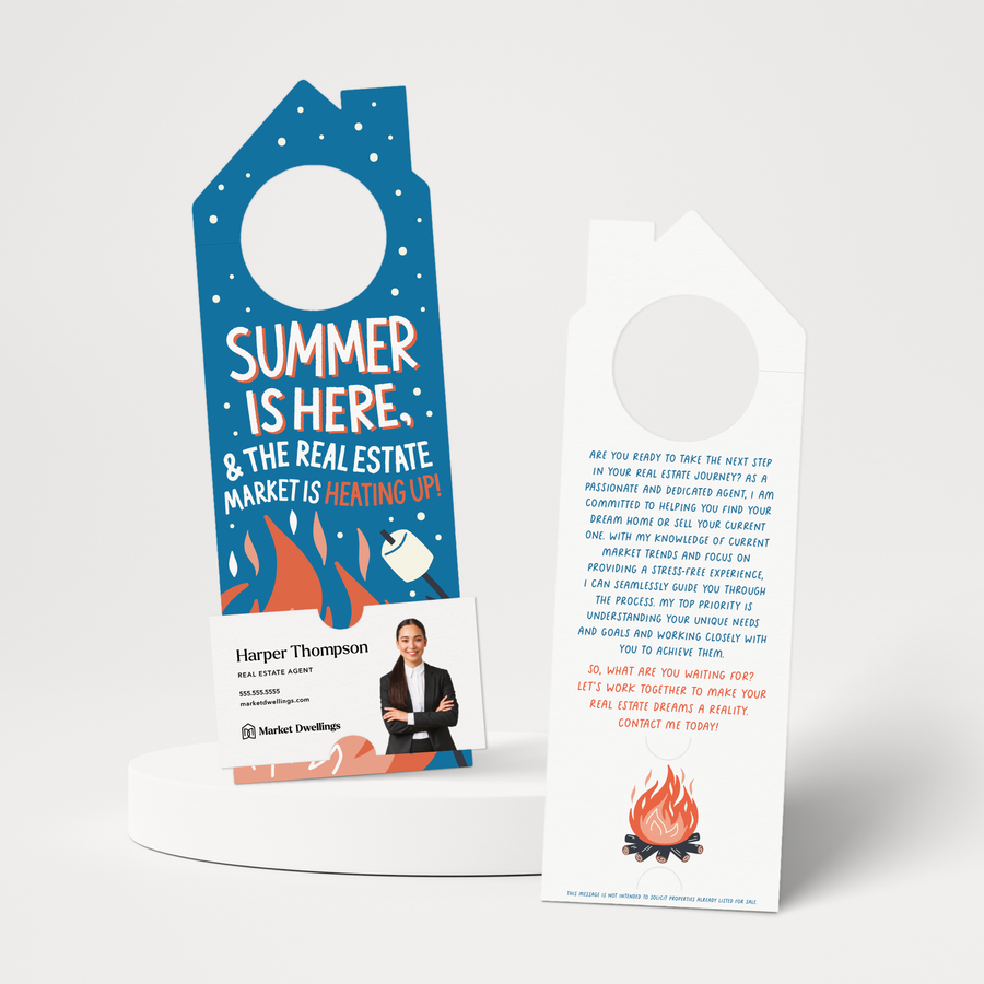 Summer Is Here, & The Real Estate Market Is Heating Up! | Summer Door Hangers | 199-DH002 Door Hanger Market Dwellings   