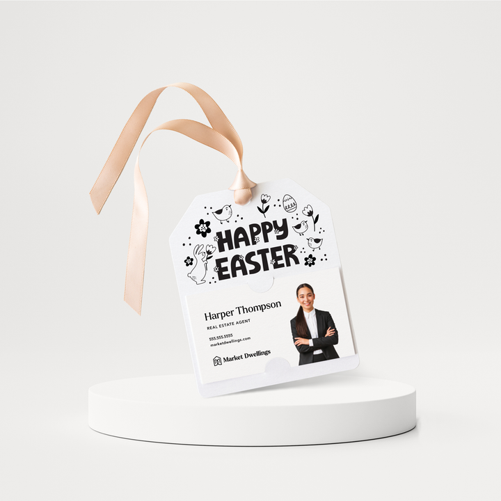 Happy Easter Gift Tags | Spring | Pop By Gift Tags | E4-GT001 Gift Tag Market Dwellings WHITE  