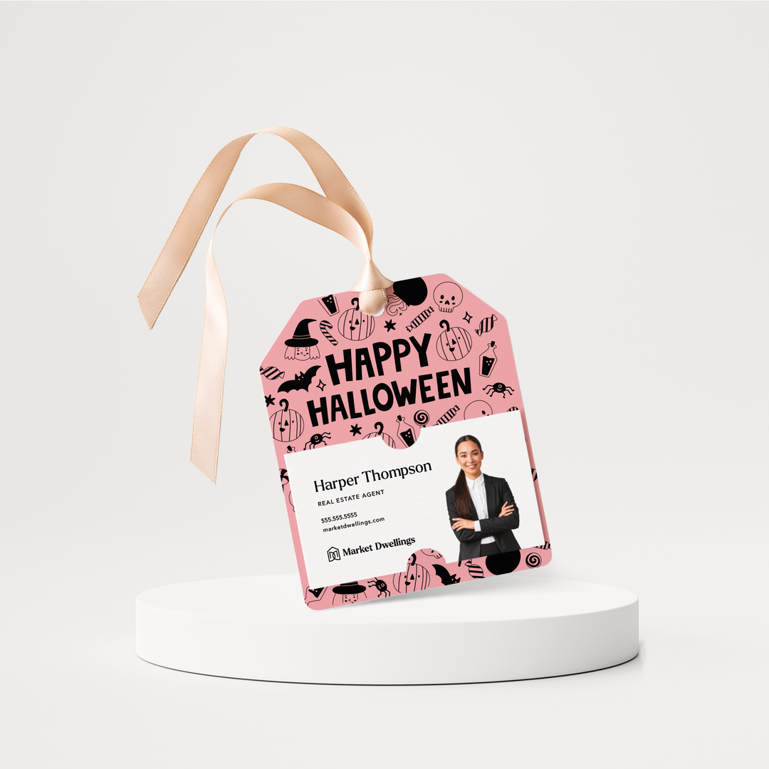 Happy Halloween | Halloween Gift Tags | 136-GT001 Gift Tag Market Dwellings LIGHT PINK  