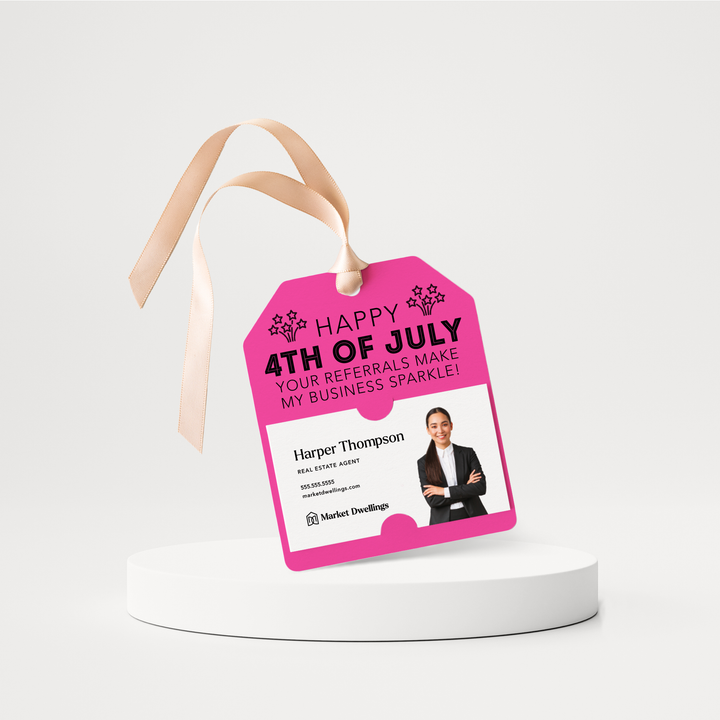 Happy 4th of July | Your Referrals Make My Business Sparkle Pop By Gift Tags | 59-GT001 Gift Tag Market Dwellings RAZZLE BERRY  