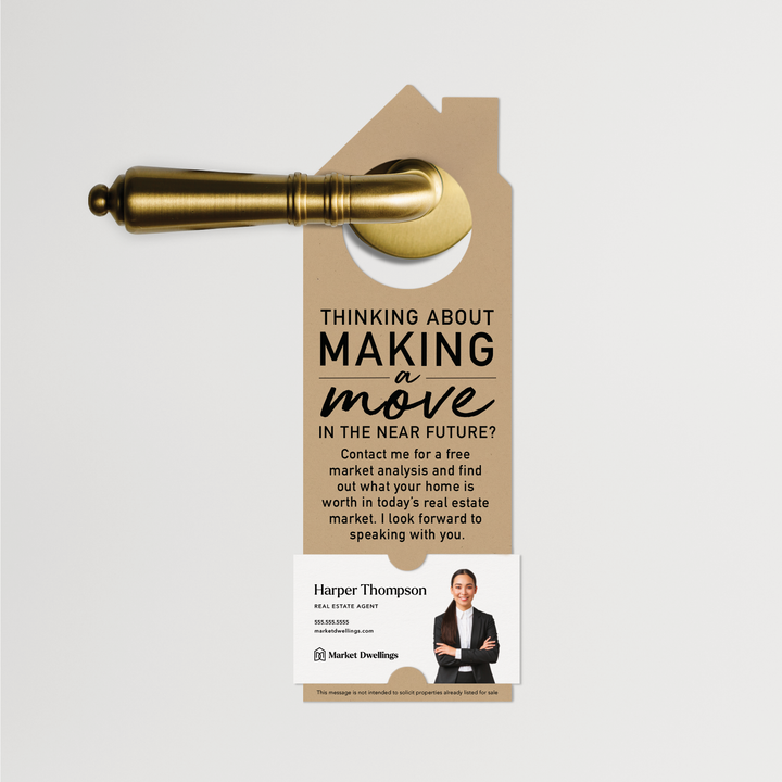 Thinking About Making A Move | Door Hanger | 2-DH002 Door Hanger Market Dwellings KRAFT  