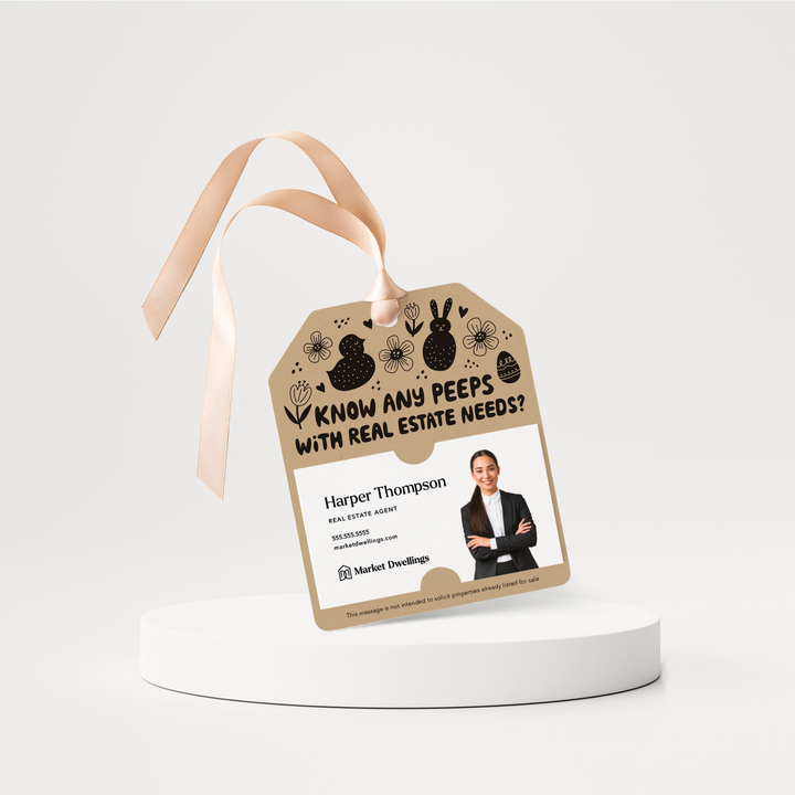 Know Any Peeps with Real Estate Needs Gift Tags | Spring | Pop By Gift Tags | S4-GT001 Gift Tag Market Dwellings KRAFT  