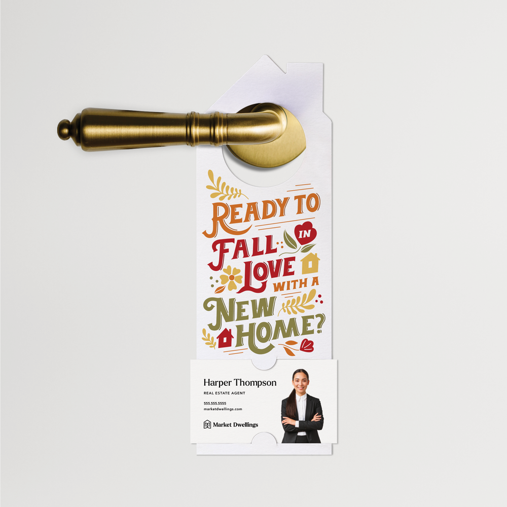 Ready To Fall In Love With A New Home? | Real Estate Door Hangers | 89-DH002 Door Hanger Market Dwellings   