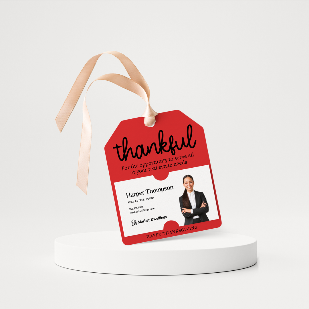 Thankful Real Estate | Happy Thanksgiving | Pop By Gift Tags | 35-GT001 Gift Tag Market Dwellings SCARLET  