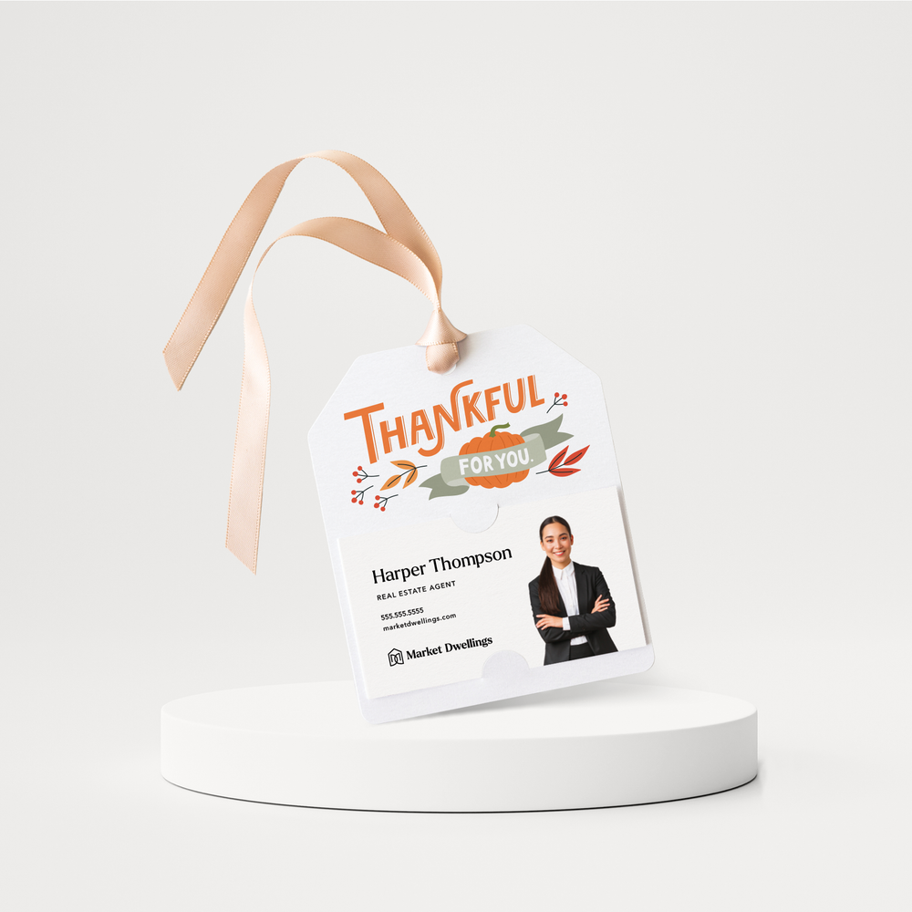 Thankful for you | Fall Thanksgiving Gift Tags | 146-GT001-AB Gift Tag Market Dwellings WHITE  