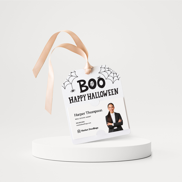 Boo Happy Halloween | Halloween Gift Tags | 138-GT001 Gift Tag Market Dwellings WHITE  