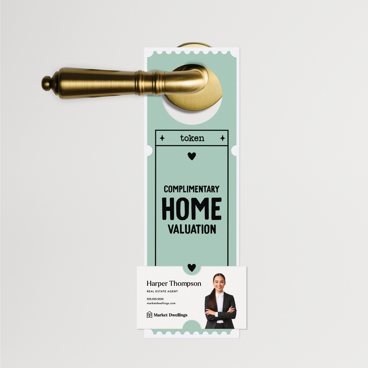 Complimentary Home Valuation Token | Valentine's Day Door Hangers | 25-DH001-AB Door Hanger Market Dwellings   