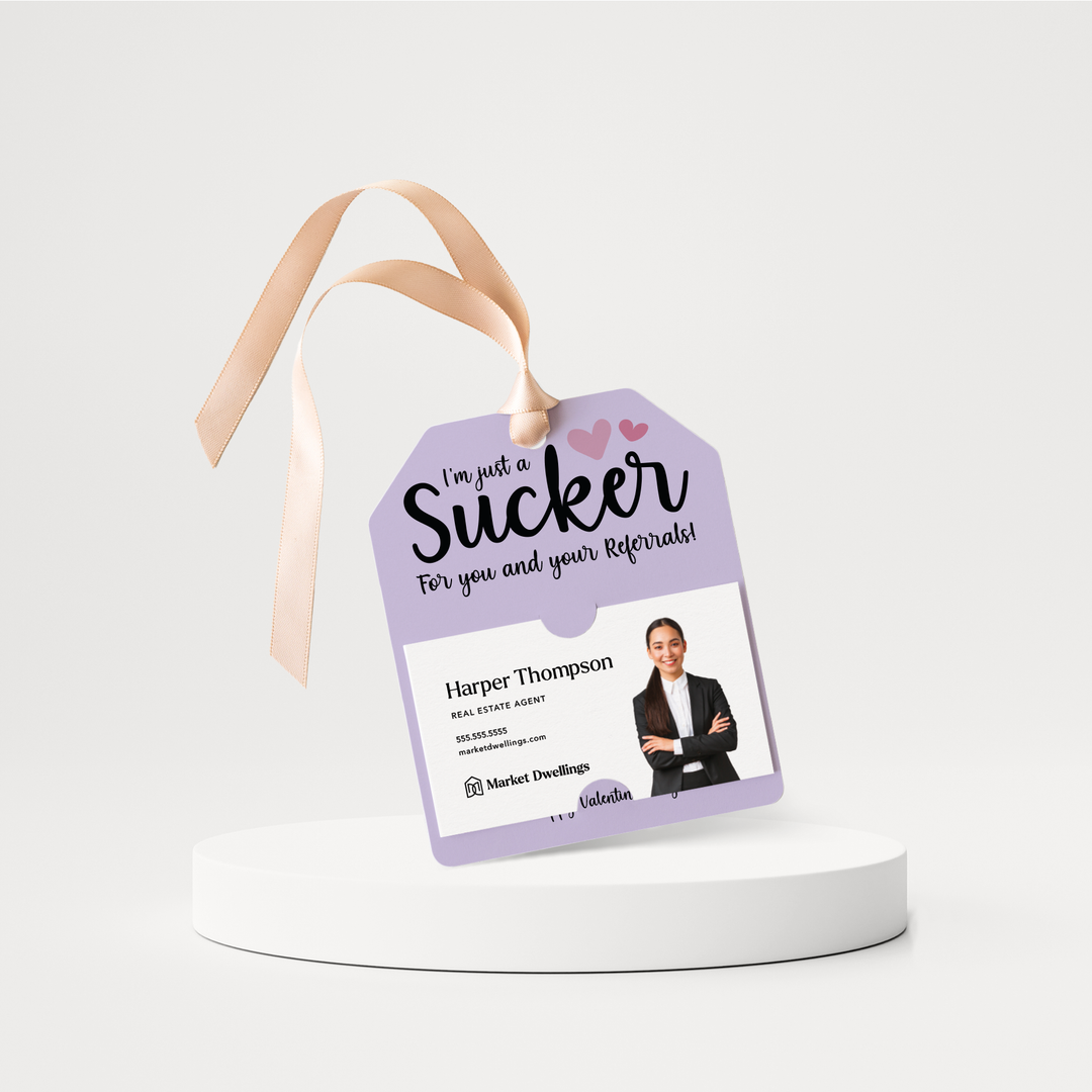 I'm Just a Sucker for You and Your Referrals Gift Tags | Happy Valentine's Day | V3-GT001 Gift Tag Market Dwellings LIGHT PURPLE  
