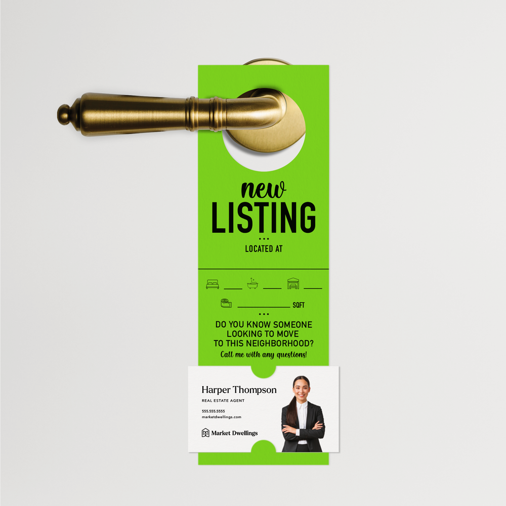 "New Listing" | Door Hanger | 13-DH001 Door Hanger Market Dwellings GREEN APPLE  