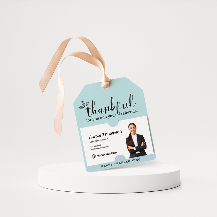Thankful for You and Your Referrals | Happy Thanksgiving | Pop By Gift Tags | 28-GT001 Gift Tag Market Dwellings LIGHT BLUE  