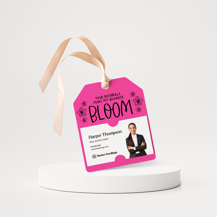 Your Referrals Make My Business Bloom | Pop By Gift Tags | 56-GT001 Gift Tag Market Dwellings RAZZLE BERRY  