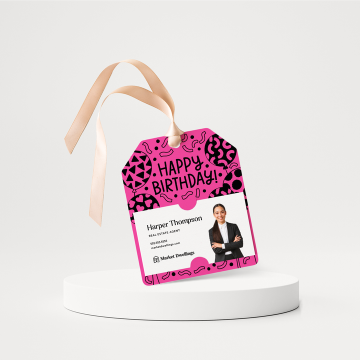Happy Birthday! | Gift Tags | 190-GT001 Gift Tag Market Dwellings RAZZLE BERRY  