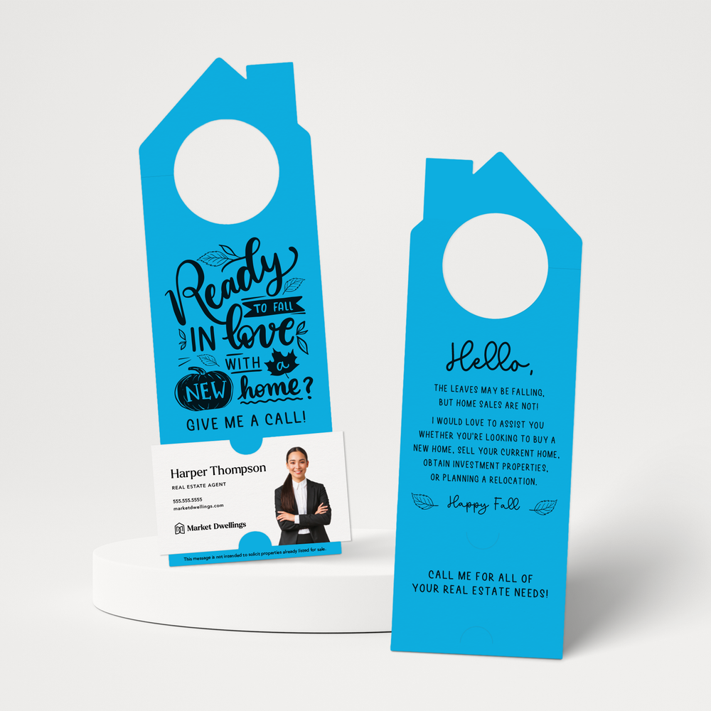 Ready to FALL in Love with a New Home | Real Estate Door Hangers | 50-DH002 Door Hanger Market Dwellings ARCTIC  