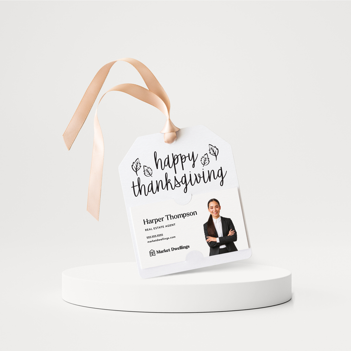 Happy Thanksgiving | Whimsical Pop By Gift Tags | 25-GT001 Gift Tag Market Dwellings WHITE  