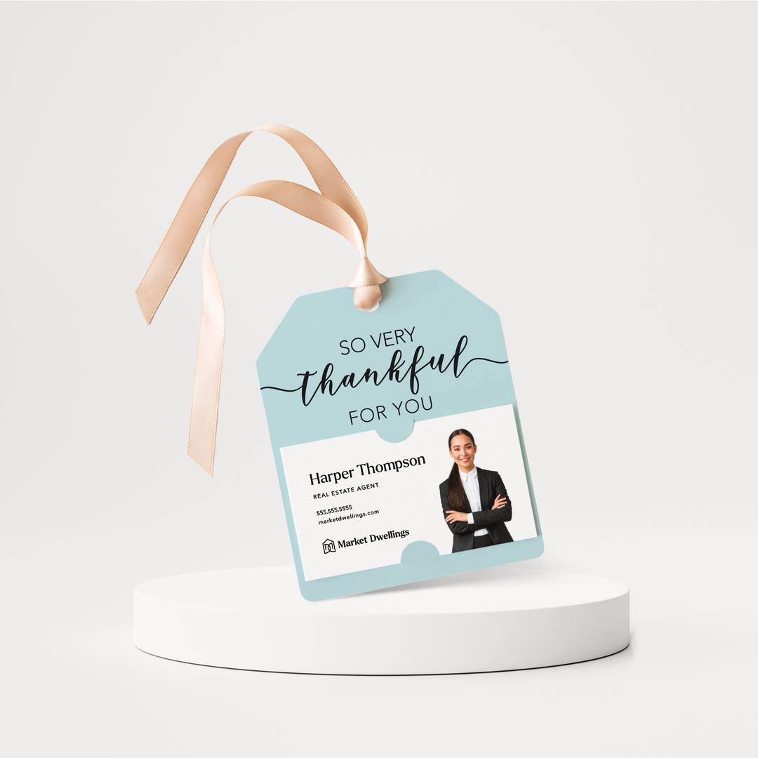 So Very Thankful For You | Pop By Gift Tags | 9-GT001 Gift Tag Market Dwellings LIGHT BLUE  