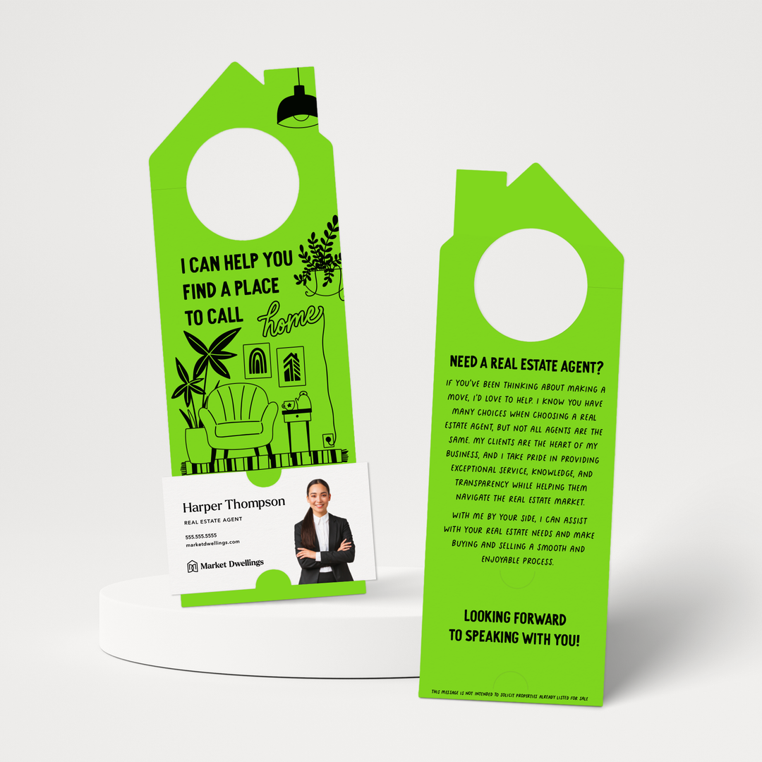 I Can Help You Find A Place To Call Home | Door Hangers | 263-DH002 Door Hanger Market Dwellings GREEN APPLE  