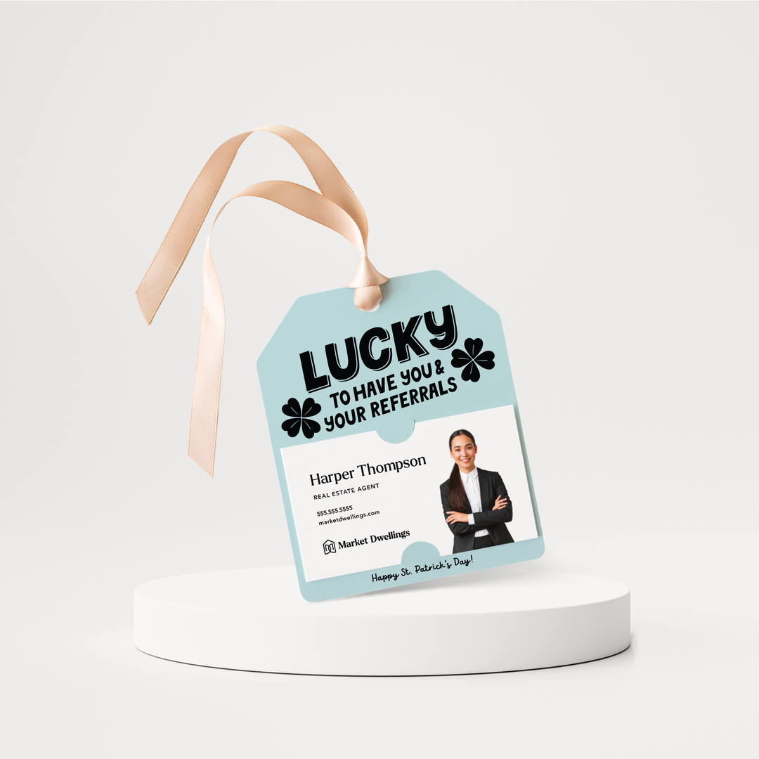 Lucky To Have You & Your Referrals | St. Patrick's Day Gift Tags | 173-GT001 Gift Tag Market Dwellings LIGHT BLUE  