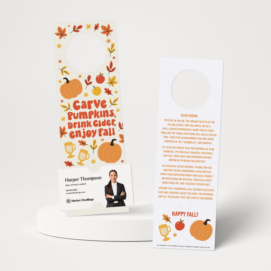 Carve Pumpkins, Drink Cider, Enjoy Fall | Fall Door Hangers | 23-DH001 Door Hanger Market Dwellings   