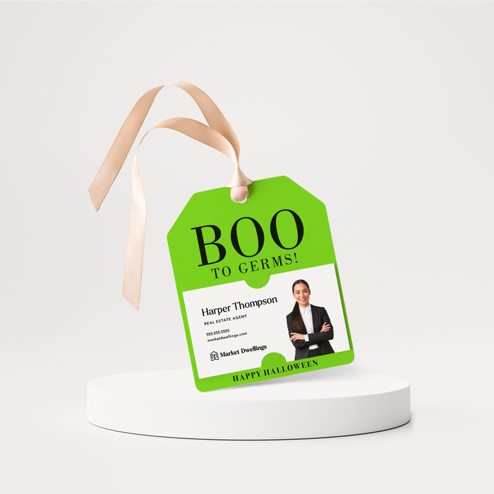 BOO To Germs! | Halloween Soap or Sanitizer Pop By Gift Tags | 31-GT001 Gift Tag Market Dwellings GREEN APPLE  