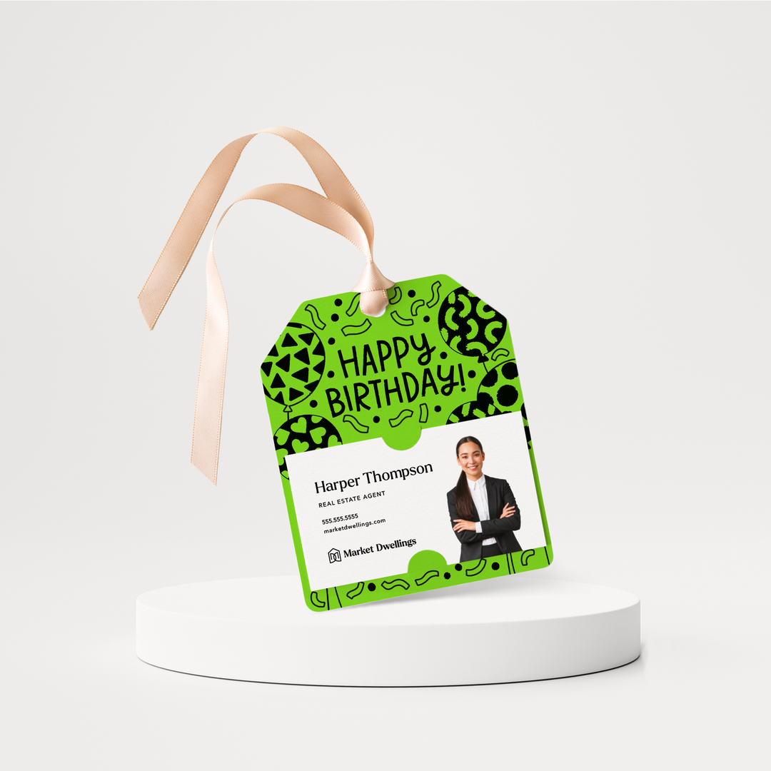 Happy Birthday! | Gift Tags | 190-GT001 Gift Tag Market Dwellings GREEN APPLE  