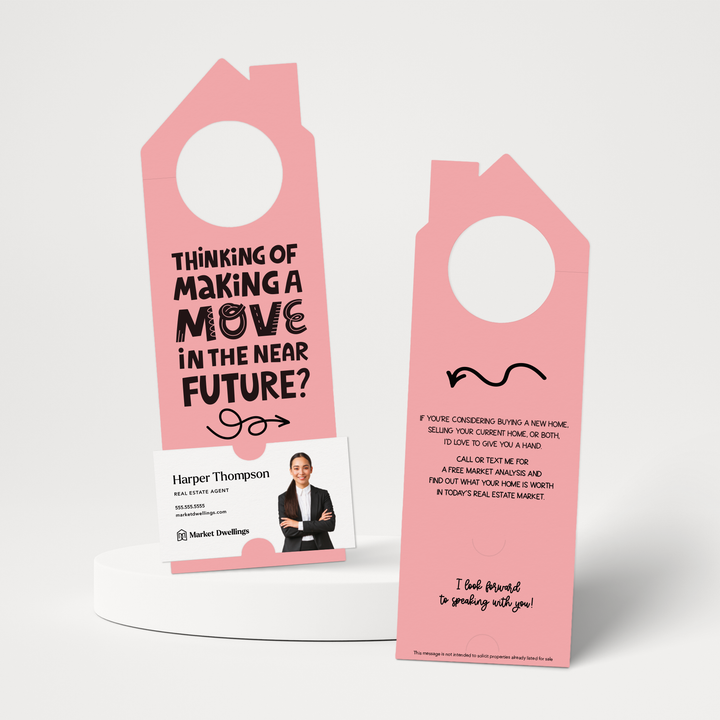 Thinking About Making A Move In The Near Future? | Door Hangers | 61-DH002 Door Hanger Market Dwellings LIGHT PINK  