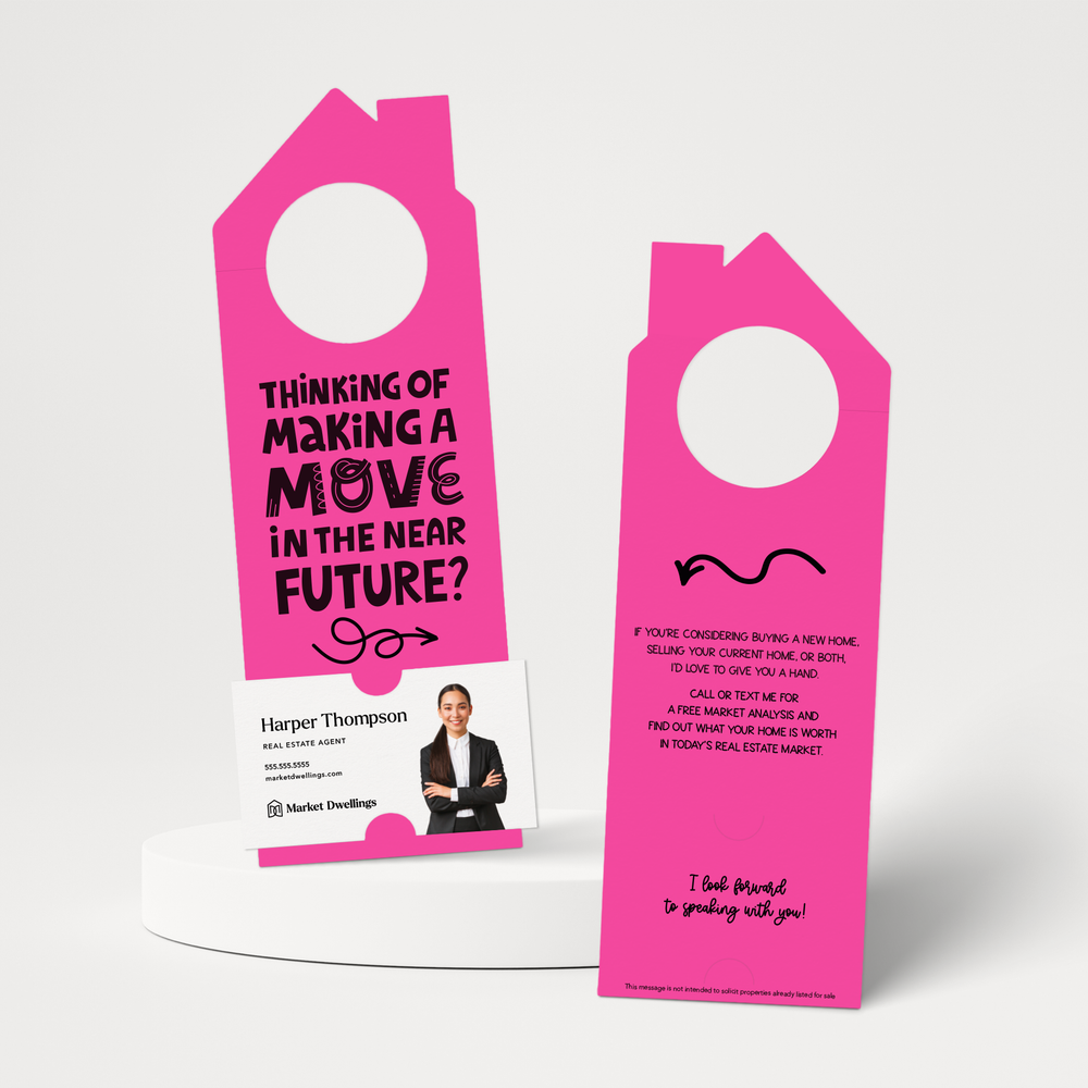 Thinking About Making A Move In The Near Future? | Door Hangers | 61-DH002 Door Hanger Market Dwellings RAZZLE BERRY  