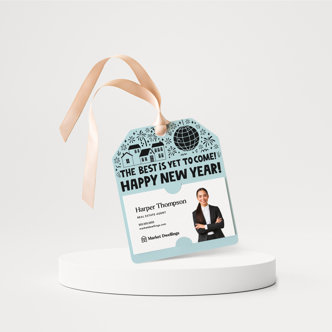 The Best Is Yet To Come! Happy New Year! | New Year Gift Tags | 158-GT001 Gift Tag Market Dwellings LIGHT BLUE  