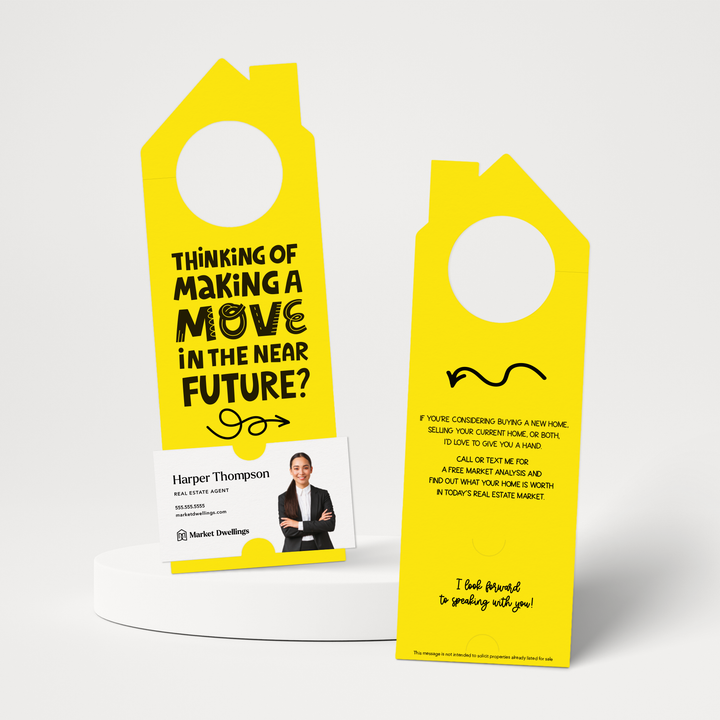 Thinking About Making A Move In The Near Future? | Door Hangers | 61-DH002 Door Hanger Market Dwellings LEMON  