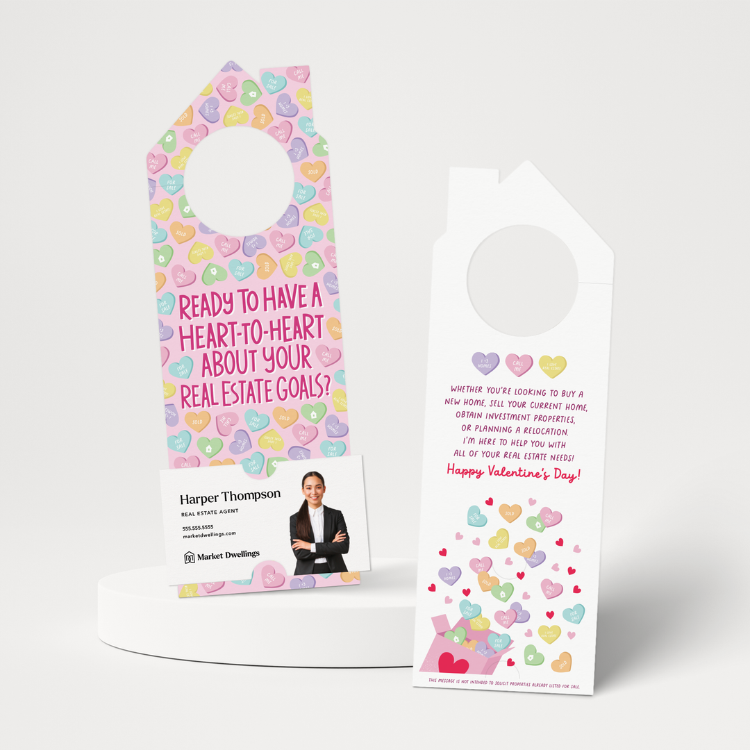 Ready To Have A Heart-To-Heart About Your Real Estate Goals? | Valentine's Day Door Hangers | 145-DH002 Door Hanger Market Dwellings   