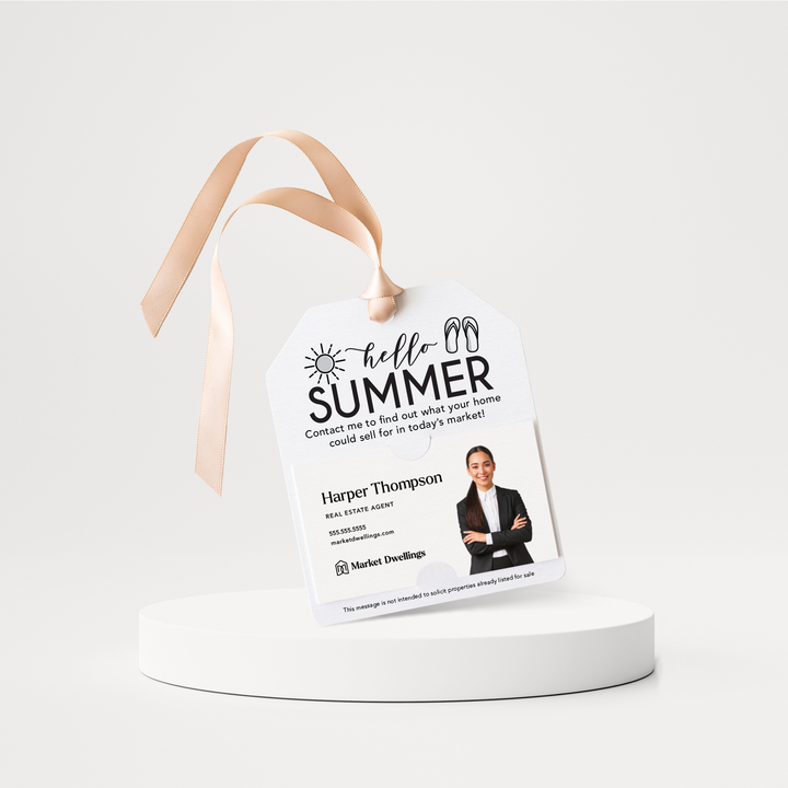 Hello Summer | Real Estate Pop By Gift Tags | 58-GT001 Gift Tag Market Dwellings WHITE  