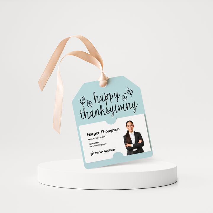 Happy Thanksgiving | Whimsical Pop By Gift Tags | 25-GT001 Gift Tag Market Dwellings LIGHT BLUE  