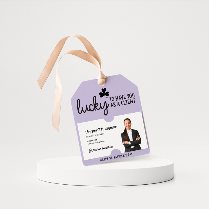 Lucky To Have You As A Client | St. Patrick's Day Pop By Gift Tags | SP2-GT001 Gift Tag Market Dwellings LIGHT PURPLE  