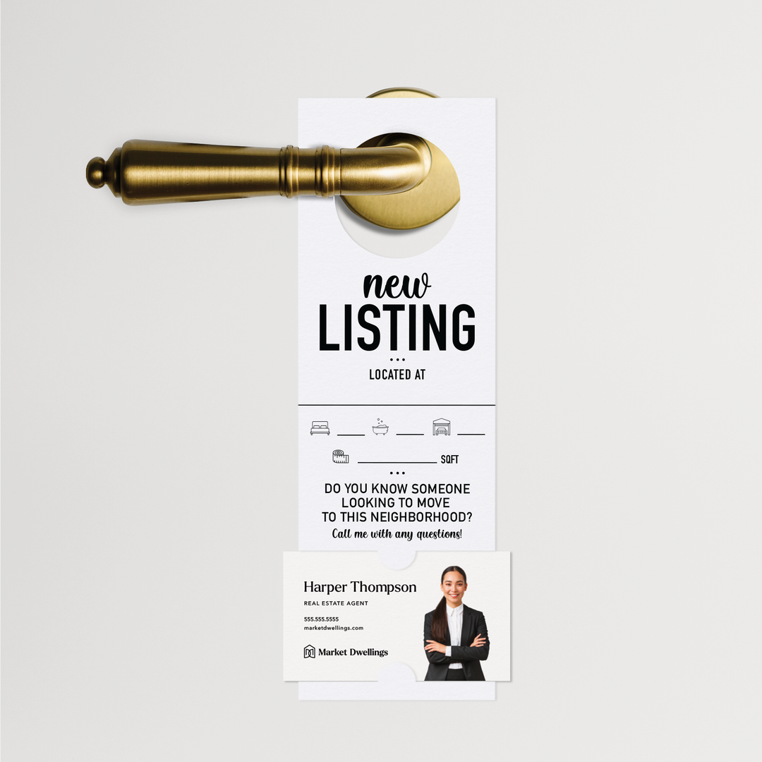"New Listing" | Door Hanger | 13-DH001 Door Hanger Market Dwellings WHITE  