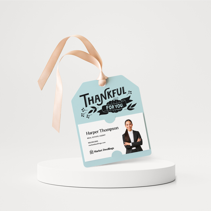 Thankful for you | Fall Thanksgiving Gift Tags | 147-GT001 Gift Tag Market Dwellings LIGHT BLUE  