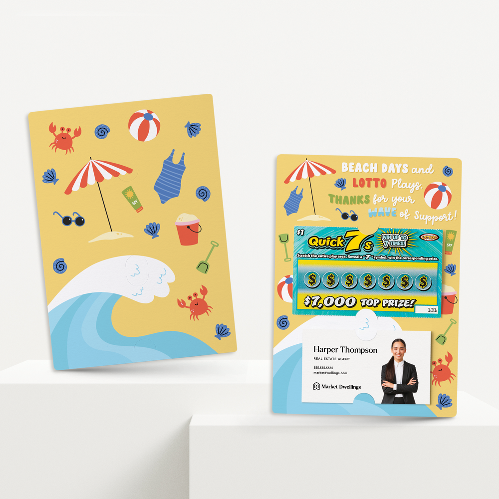 Set of Beach Days And Lotto Plays. Thanks For Your Wave Of Support! | Mailers | Envelopes Included | M68-M002 Mailer Market Dwellings   