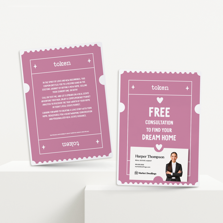 Set of Free Consultation To Find Your Dream Home  | Valentine's Day Mailers | Envelopes Included | M19-M007-AB Mailer Market Dwellings PURPLE  