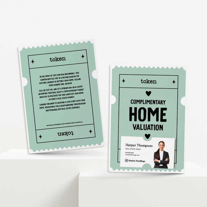 Set of Complimentary Home Valuation Token | Valentine's Day Mailers | Envelopes Included | M18-M007-AB Mailer Market Dwellings JADE  