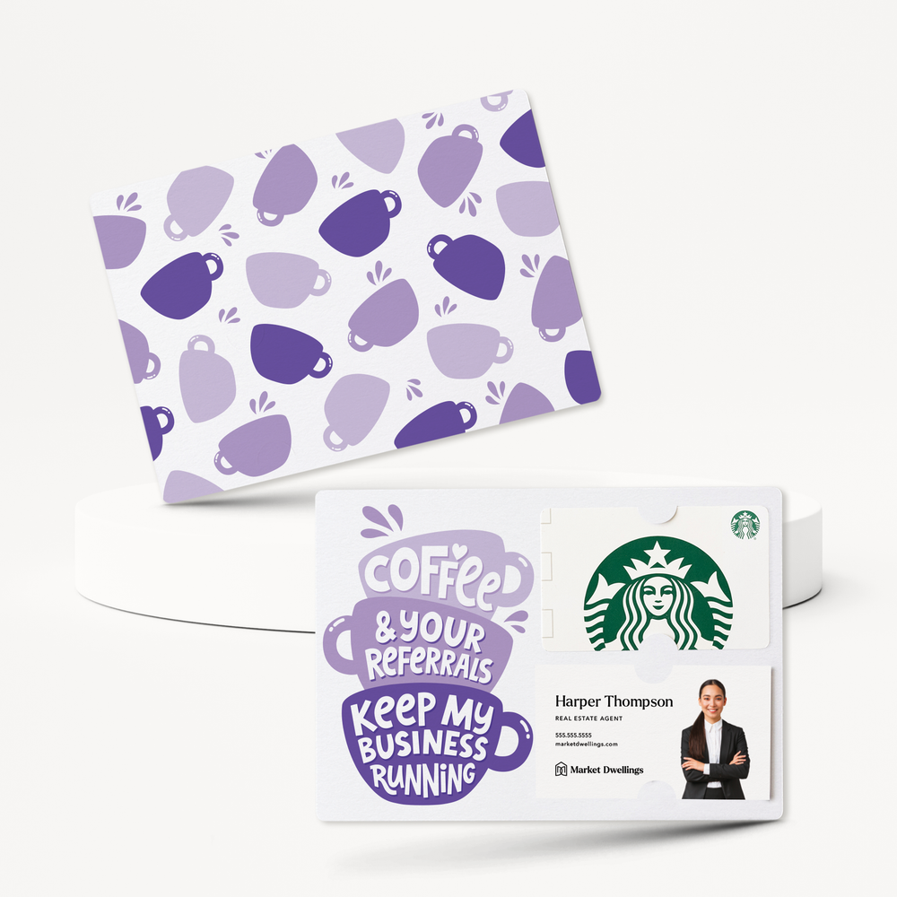 Set of Coffee And Your Referrals Keep My Business Running | Mailers | Envelopes Included | M194-M008-AB Mailer Market Dwellings LILAC  