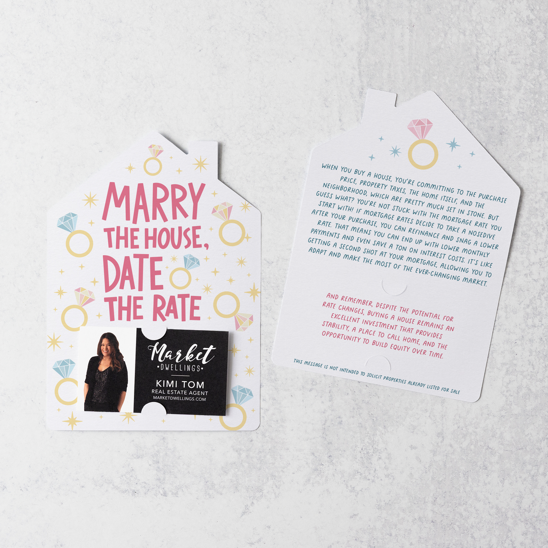 Set of Marry the house, date the rate | Real Estate Mailers | Envelopes Included | M213-M001-AB Mailer Market Dwellings WHITE  