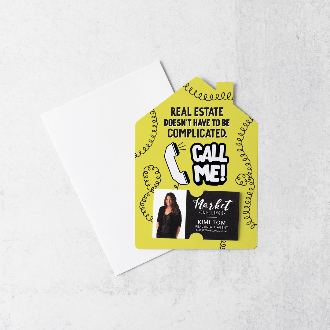 Set of Real estate doesn't have to be complicated. Call me! | Real Estate Mailers | Envelopes Included | M218-M001-AB Mailer Market Dwellings   