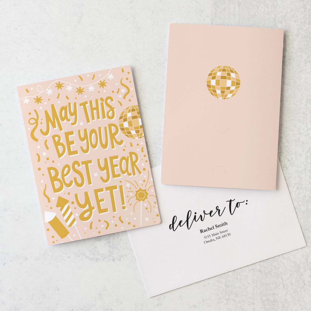 Set of May This Be Your Best Year Yet! | New Year Greeting Cards | Envelopes Included | 104-GC001-AB Greeting Card Market Dwellings BLUSH  