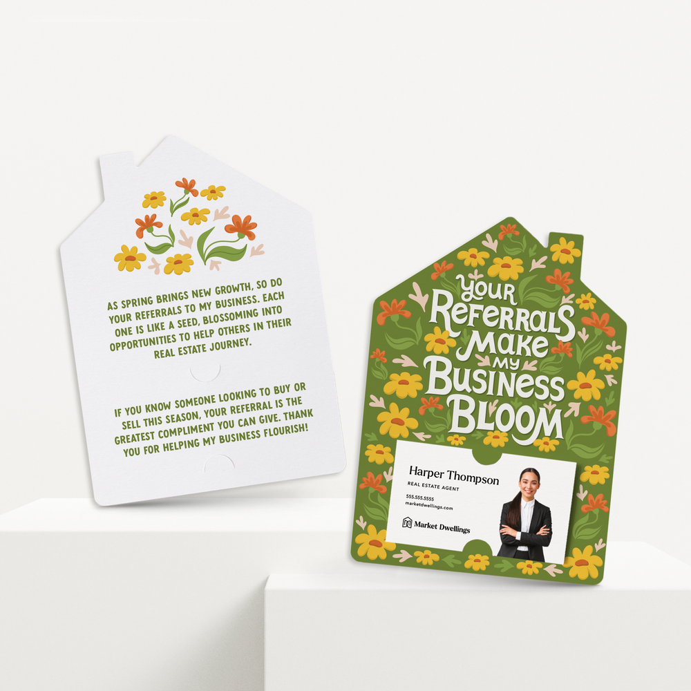 Set of Your Referrals Make My Business Bloom | Spring Mailers | Envelopes Included | M256-M001 Mailer Market Dwellings   