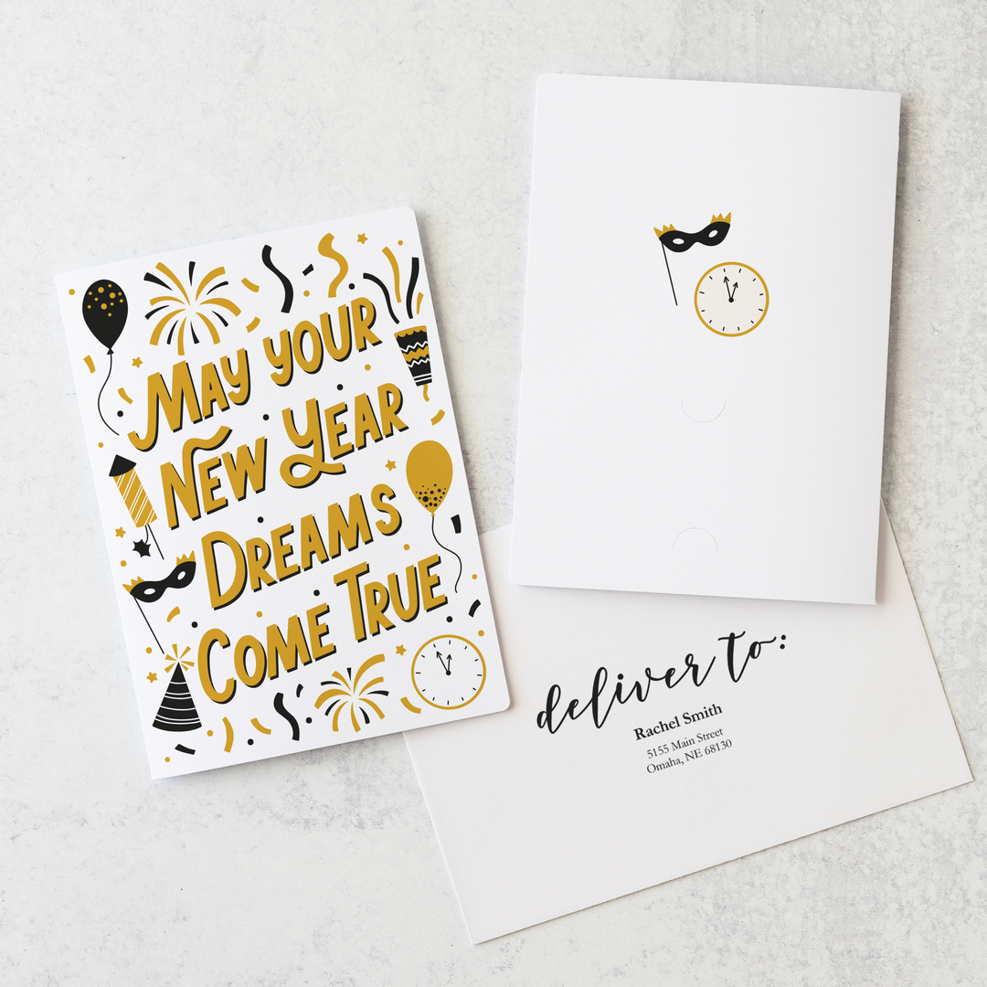 Set of May Your New Year Dreams Come True | New Year Greeting Cards | Envelopes Included | 106-GC001-AB Greeting Card Market Dwellings WHITE  